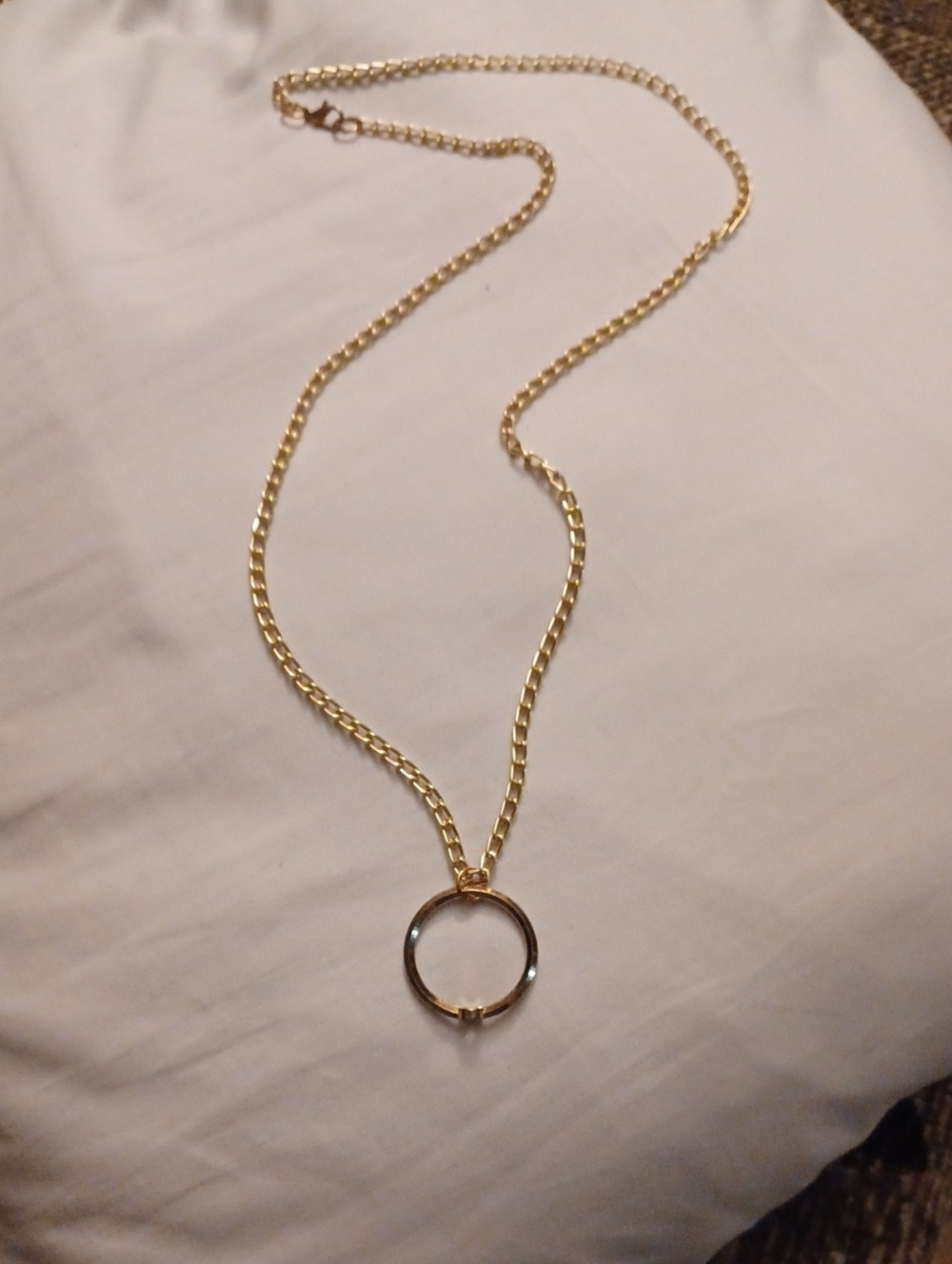 4/$40 Gold Circle Pendant Chain Necklace
